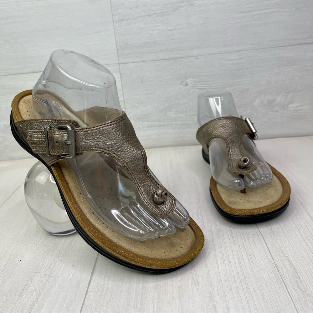 ECCO 47903 Passion Thong Sandals Pewter Metallic Leather EU 39 US 8 - 8.5